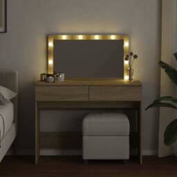 Berkfield Home Beautiful Dressing Table with LED Sonoma Oak 100x40x120 cm in Light Tan - Size: 100 x 40 x 120 cm