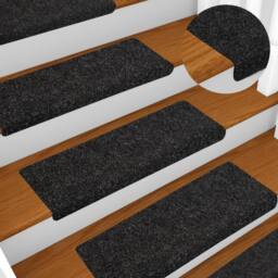 Berkfield Home Stair Mats 5 pcs Black 65x21x4 cm Needle Punch - Size: Medium - thumbnail 2