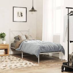 Berkfield Home Metal Bed Frame without Mattress with Headboard White 80x200cm - Size: 80x200 cm - thumbnail 2