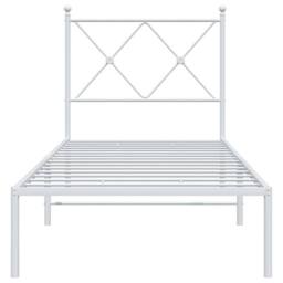Berkfield Home Metal Bed Frame without Mattress with Headboard White 80x200cm - Size: 80x200 cm - thumbnail 4
