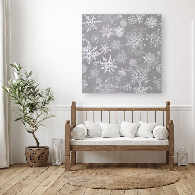 "Warren Reed - Designer Slowflakes & Ice Canvas in Silver - Size: W30"" x H30""" - image 1