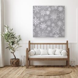 "Warren Reed - Designer Slowflakes & Ice Canvas in Silver - Size: W30"" x H30""" - thumbnail 1