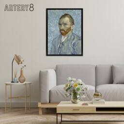"Artery8 Artist 1889 Self Portrait Van Gogh Black Framed Canvas Wall Art in Blue - Size: W24"" x H32""" - thumbnail 3
