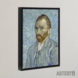 "Artery8 Artist 1889 Self Portrait Van Gogh Black Framed Canvas Wall Art in Blue - Size: W24"" x H32""" - thumbnail 2