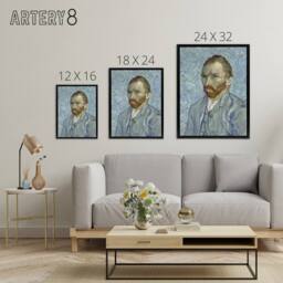 "Artery8 Artist 1889 Self Portrait Van Gogh Black Framed Canvas Wall Art in Blue - Size: W24"" x H32""" - thumbnail 4
