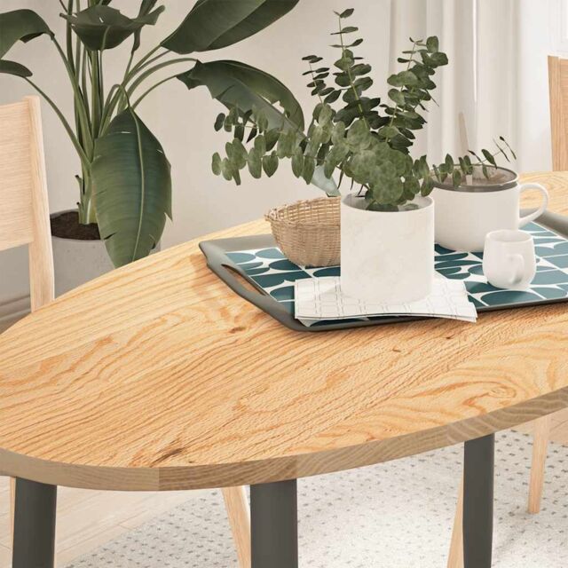 Berkfield Home Table Top 120x60x2 cm Solid Wood Oak Oval in Brown - Size: 120 x 60 x 2 cm - image 1