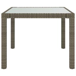 Berkfield Home Garden Table 90x90x75 cm Tempered Glass & Poly Rattan Grey - Size: 90 x 90 x 75 cm - thumbnail 3