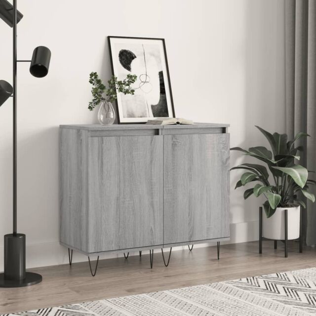 Berkfield Home Sideboards 2 pcs Grey Sonoma 40x35x70 cm Engineered Wood in Brown - Size: 40 x 35 x 70 cm - image 1