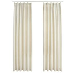 Berkfield Home Blackout Curtains 2 pcs with Hooks Velvet Cream 140x245 cm - thumbnail 2