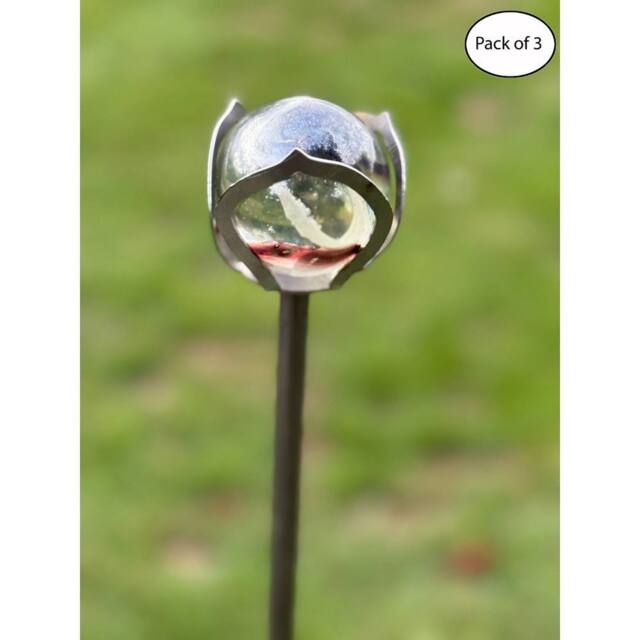 Poppyforge 4 Feet Rose Marble Pin Garden Art (Pack of 3) Bare Metal/Ready To Rust in Silver - image 1