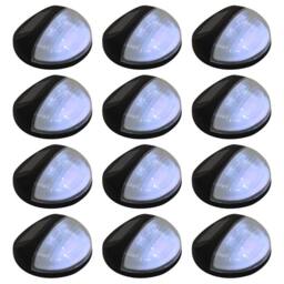 Berkfield Home Outdoor Solar Wall Lamps LED 12 pcs Round Black