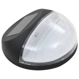 Berkfield Home Outdoor Solar Wall Lamps LED 12 pcs Round Black - thumbnail 4