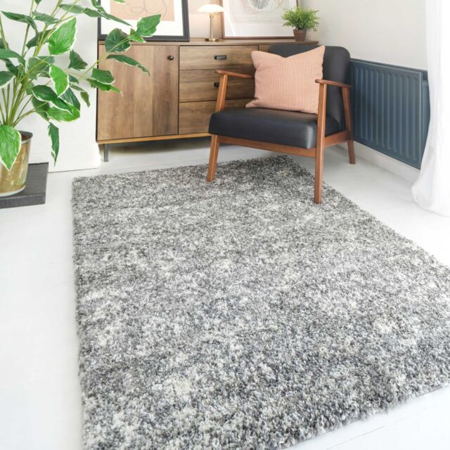 Kukoon Soft Shaggy Rugs Deep Pile Fluffy Grey Bedroom Carpet Mat in Silver - Size: 160 cm x 230 cm - image 1
