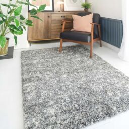 Kukoon Soft Shaggy Rugs Deep Pile Fluffy Grey Bedroom Carpet Mat in Silver - Size: 160 cm x 230 cm - thumbnail 1