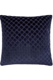Soiree 'Velvet Spot' Plain Dyed Jacquard Velvet Filled Cushion in Navy - Size: 43 cm x 43 cm - thumbnail 2