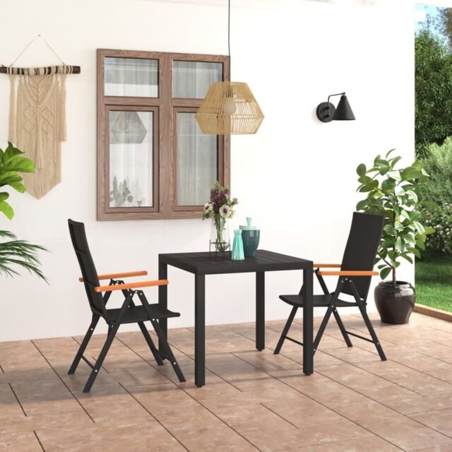 Berkfield Home 3 Piece Garden Dining Set Black & Brown - image 1