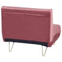 Wyld and Coco Pink Velvet 1-Seater Fold-Out Sofa Bed - Gold Legs - thumbnail 6