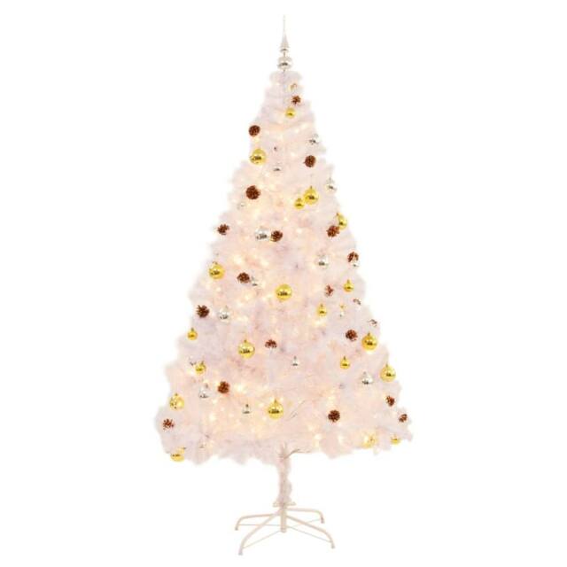 Berkfield Home Artificial Pre-lit Christmas Tree with Baubles White 210 cm - image 1