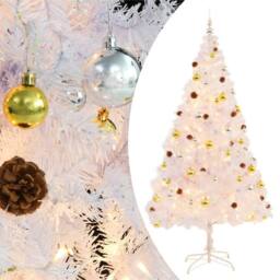 Berkfield Home Artificial Pre-lit Christmas Tree with Baubles White 210 cm - thumbnail 2
