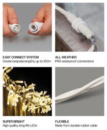 Xmas Haus Cluster Lights White Rubber IP65 5m /250 LED Warm White - thumbnail 4