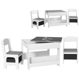 HOMCOM 3-Piece Kids Table & Chair Set for Nursery, Playroom, Classroom in Grey - thumbnail 2
