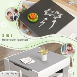 HOMCOM 3-Piece Kids Table & Chair Set for Nursery, Playroom, Classroom in Grey - thumbnail 4