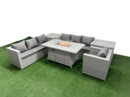 Fimous 7 Seat PE Rattan Lounge Sofa Set Outdoor Garden Furniture Set in Light Grey - thumbnail 2