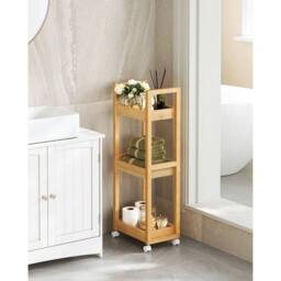 EONLION 3-Tier Storage Trolley on Wheels in Light Oak - thumbnail 1