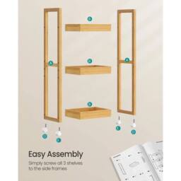 EONLION 3-Tier Storage Trolley on Wheels in Light Oak - thumbnail 5