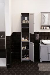 Home Discount Bath Vida Priano 2 Door Tall Cabinet Cupboard Bathroom Storage 1700 x 320 x 300 mm in Dark Grey - thumbnail 5