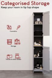 Home Discount Bath Vida Priano 2 Door Tall Cabinet Cupboard Bathroom Storage 1700 x 320 x 300 mm in Dark Grey - thumbnail 3