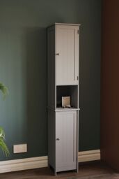 Home Discount Bath Vida Priano 2 Door Tall Cabinet Cupboard Bathroom Storage 1700 x 320 x 300 mm in Dark Grey