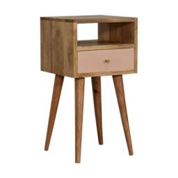Direct Wicker Solid Wood Mini Blush Hand Painted Bedside, 1 Drawer & Open Shelf in Brown - Size: 1 Pack - thumbnail 2