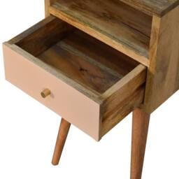 Direct Wicker Solid Wood Mini Blush Hand Painted Bedside, 1 Drawer & Open Shelf in Brown - Size: 1 Pack - thumbnail 4