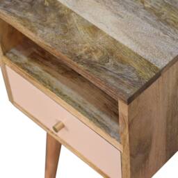 Direct Wicker Solid Wood Mini Blush Hand Painted Bedside, 1 Drawer & Open Shelf in Brown - Size: 1 Pack - thumbnail 3