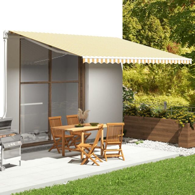Berkfield Home Replacement Fabric for Awning Yellow & White 5x3.5 m - image 1