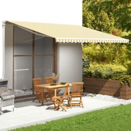 Berkfield Home Replacement Fabric for Awning Yellow & White 5x3.5 m