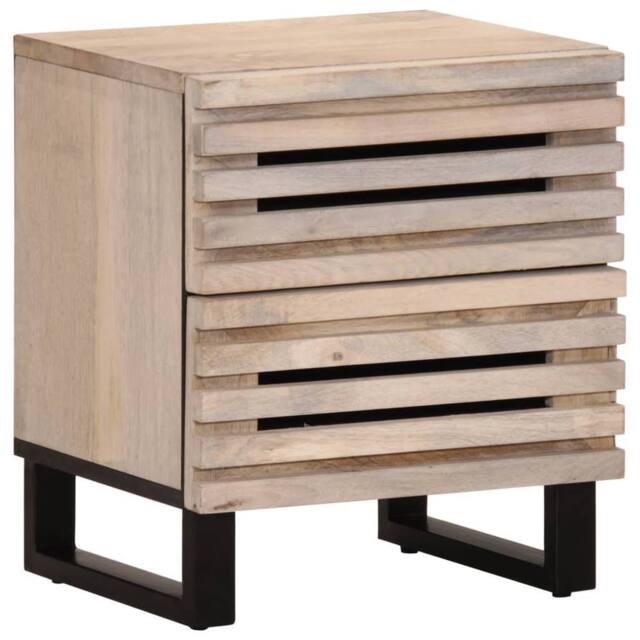 Berkfield Home Bedside Cabinets 2 pcs 40x33x46 cm Solid Wood Bleached Mango in Light Tan - Size: 40 x 33 x 46 cm - image 1
