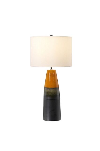 Netlighting Burnt Oak Table Lamp with Cylindrical Shade in Black