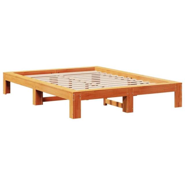 Berkfield Home Durable Bed Frame without Mattress Wax Brown 135x190 cm Double So - image 1