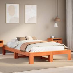 Berkfield Home Durable Bed Frame without Mattress Wax Brown 135x190 cm Double So - thumbnail 2