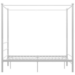 Berkfield Home Canopy Bed Frame White Metal 140x200 cm - thumbnail 3
