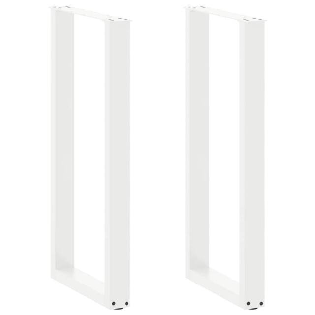Berkfield Home Coffee Table Legs U-Shaped 2 pcs White 50x(100-101) cm Steel - image 1