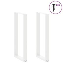 Berkfield Home Coffee Table Legs U-Shaped 2 pcs White 50x(100-101) cm Steel - thumbnail 3