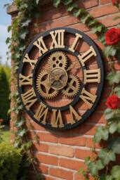 ExtraStar Industrial Retro Wall Clock Large Roman Numerals in Gold