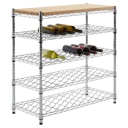 Orsina Spacious 5 Tier Wine Rack, Durable Wine Rack For Kitchen, Chrome Frame Wine Rack, Functional Wine Cabinet in Silver - thumbnail 4