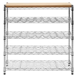 Orsina Spacious 5 Tier Wine Rack, Durable Wine Rack For Kitchen, Chrome Frame Wine Rack, Functional Wine Cabinet in Silver - thumbnail 1