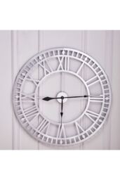 Living and Home 80cm Dia Silver Roman Numerals Metal Wall Clock - thumbnail 5