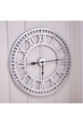 Living and Home 80cm Dia Silver Roman Numerals Metal Wall Clock - thumbnail 4