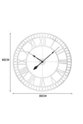 Living and Home 80cm Dia Silver Roman Numerals Metal Wall Clock - thumbnail 6